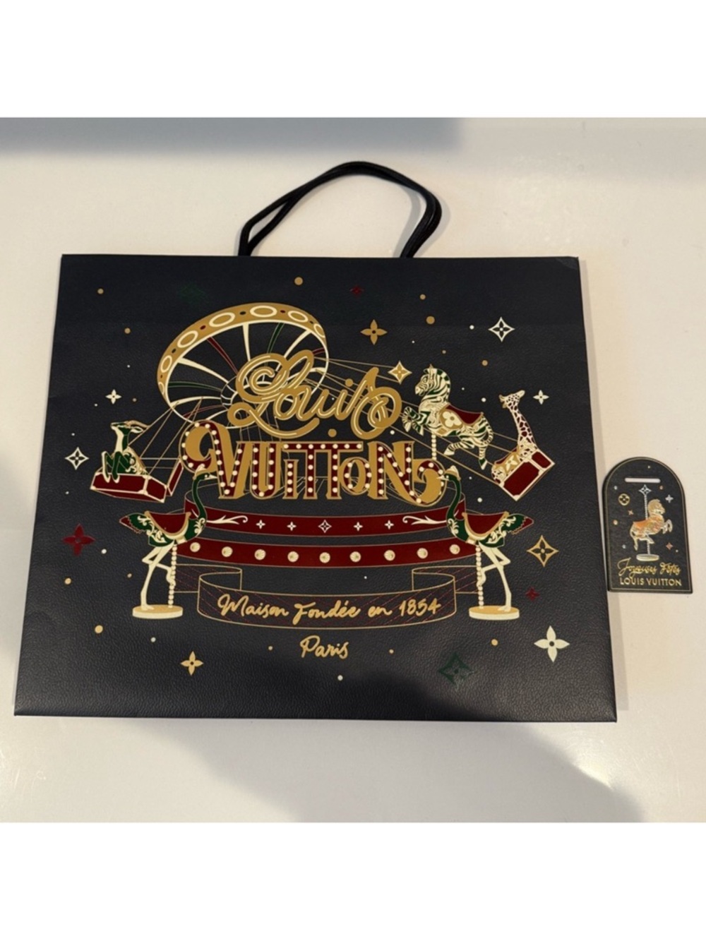 Louis Vuitton Maison Fondée en 1854 Holiday Christmas Paper Shopping Bag Large